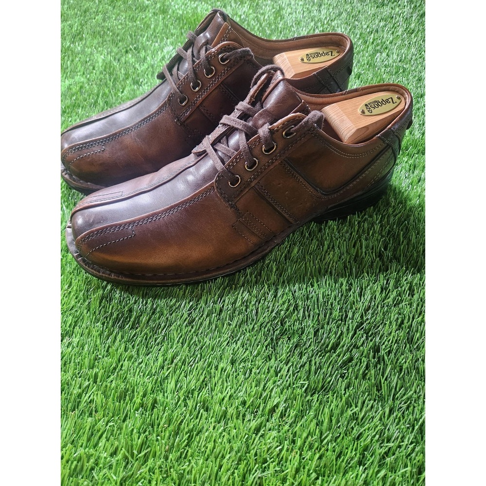 Clarks Shoes Mens Size 11 Brown Leather Lace Up Casual Comfort Sneakers 70852 - Picture 1 of 10